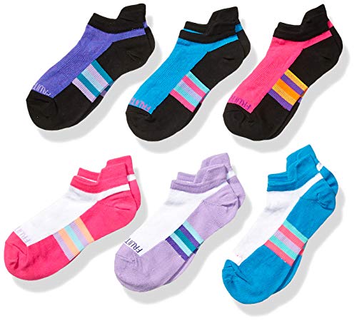 Girl's Everyday Active Cushioned No Show - 6 Pair Pack Casual Sock, White Assorted