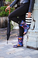 Sloggers Waterproof Garden Rain Boots for Women - Cute Mid-Calf Mud & Muck Boots with Premium Comfort Support Insole, (Flower Power), (Size 8)