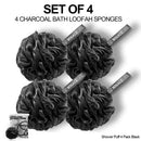 Shower Puff 4 Pack Black Bath Sponge Shower Loofahs