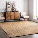 Hand Woven Farmhouse Jute Area Rug, 6 ft x 9 ft, Natural