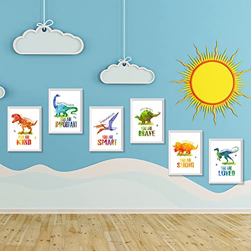 Dinosaur Wall Art Posters, Watercolor Dinosaur Wall Decor Prints, 8 x 10 inch