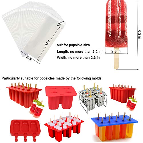 200Pcs Popsicle Bags Ice Cream Bags Ice Pop Bags(Self-sticking)