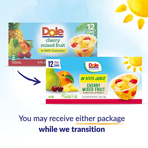 Dole Fruit Bowls Cherry Mixed Fruit in 100% Juice, Gluten Free Healthy Snack