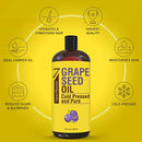 Pure Cold Pressed Grapeseed Oil - Big 32 fl oz Bottle - Non-GMO, Hexane Free