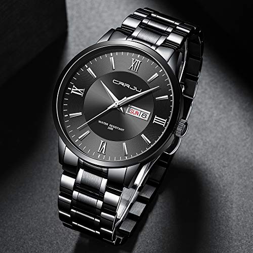 Men's Waterproof Quartz ,Elegant Watches,Black Stainless Steel