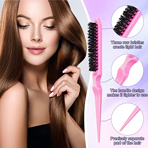 8 Pieces Teasing Brush Set Edge Brush Comb with Hair Clips Grooming Hair Styling Comb