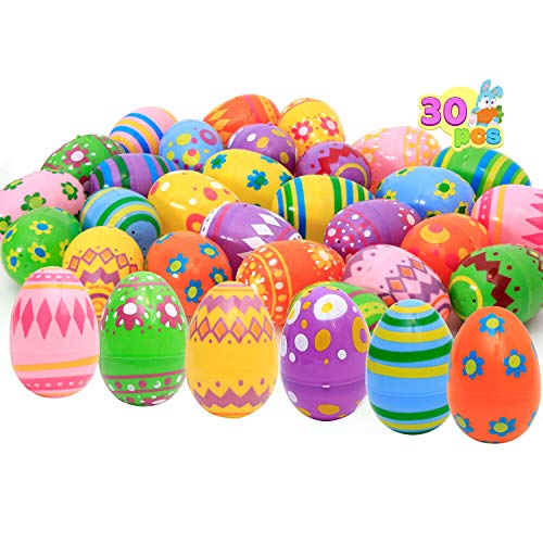 30 Pcs Printed Jumbo Plastic Eggs for Easter Egg Hunt Event, Party Favor