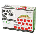 Recyclable + Sealable Paper Sandwich Bags, w/Closure Strip, 50-Count, Apple