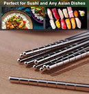 5 Pairs Premium Reusable Metal Stainless Steel Chopsticks Dishwasher Safe