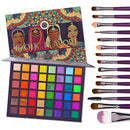EXOTIC FLAVORS Eyeshadow Palette+15 PCS Eye Brushes Makeup Set 48 Colors
