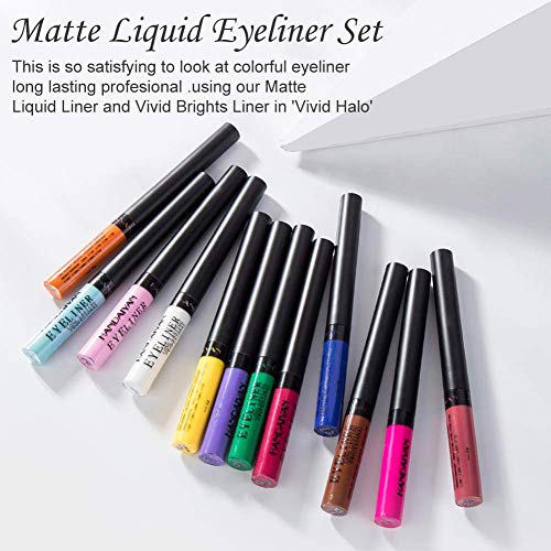 Matte Liquid Eyeliner Set,12 Colors Matte Colorful Liquid Eyeliner,Color Gel Eyeliner