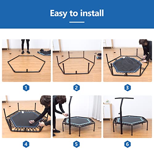 50’’ Trampoline with 5 Levels Adjustable Handle Bar for Adults Kids Max Dynamic Load 330lbs