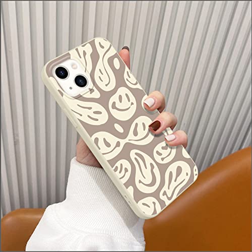 Phone Case for iPhone 12/12 Pro,White Liquid Silicone Girly Cases,Cartoon Soft Gel Rubber