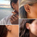 5 Pairs Gold Huggies Hoop Earrings Set for Women Girls Small Dangle Chain Hoop