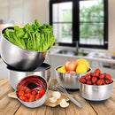 Mixing Bowls Set of 5, Wildone Stainless Steel Nesting Bowls with Airtight Lids, 3 Grater Attachments