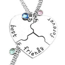 Top Plaza Silver Tone Alloy Rhinestone Best Friends Forever and Ever BFF Necklace Engraved Puzzle Friendship Pendant Necklaces Set(Set of 3)
