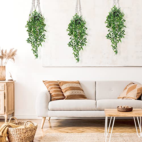 3 Packs Artificial Hanging Plants Fake Plants with Pots for House Bedroom Decor