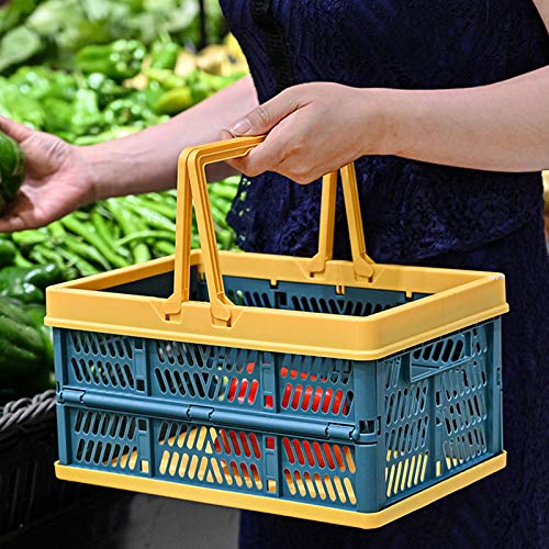 Satisfounder Collapsible Shopping Basket Plastic - 19 L Portable Folding Storage