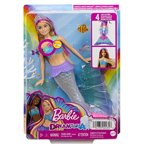 Mermaid Barbie Doll with Water-Activated Twinkle Light-Up Tail, Barbie Dreamtopia