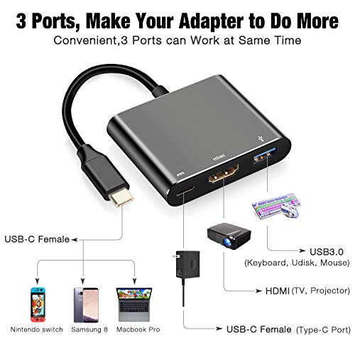 Switch HDMI Adapter Hub Dock, 4K USB C HDMI Hub Cable for Nintendo Switch,Compatible with Mac Book Pro Samsung Galaxy S8 Plus