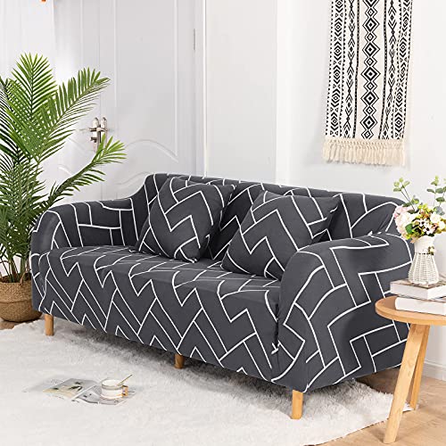 3 Seat Couch Cover Stretch Sofa Covers for 3 Cushion Couch Fit Sitting Width Between 68" to 86"(3 Seater, Grey)