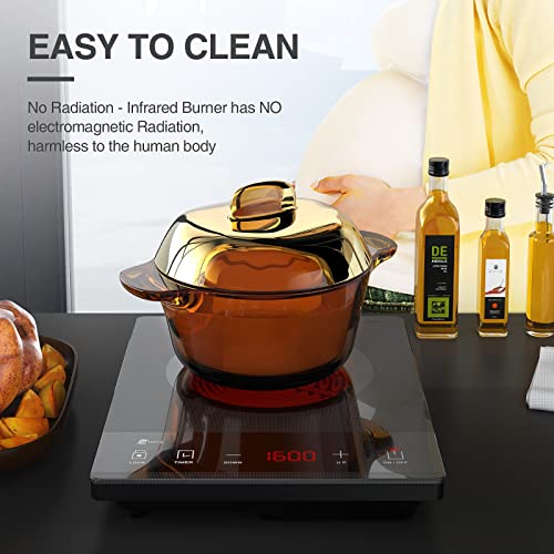 1600W Electric Hot plate Single Burner,Portable Electric Stove for Cooking,Infrared Burner