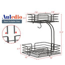 2-Tier Square Countertop Fruit Vegetables Basket Bowl Storage With Banana Hanger