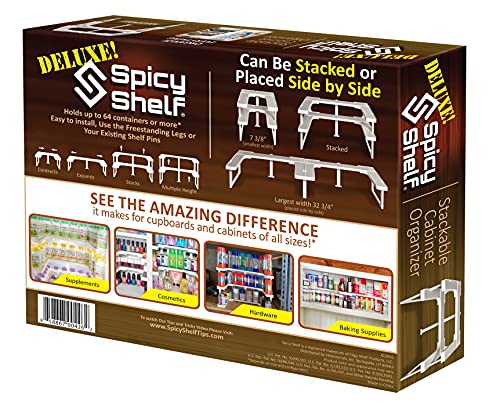 Expandable Spice Rack and Stackable Cabinet & Pantry Organizer (1 Set of 2 shelves)