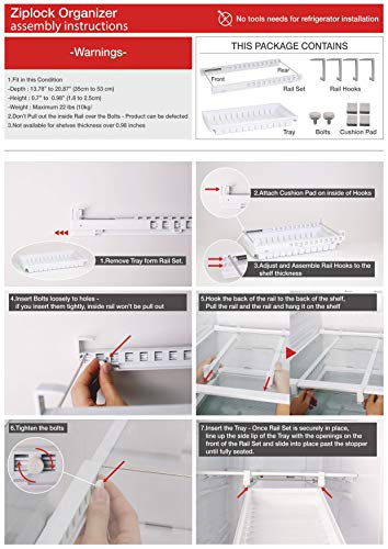 Zipper Bag Organizer for Fridge Freezer Refrigerator - Zipper  bag Holder Rack Hanger