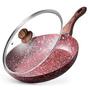 CSK 11” Red Granite Frying Pan with Lid-Classic Fry Pan with APEO & PFOA-Free