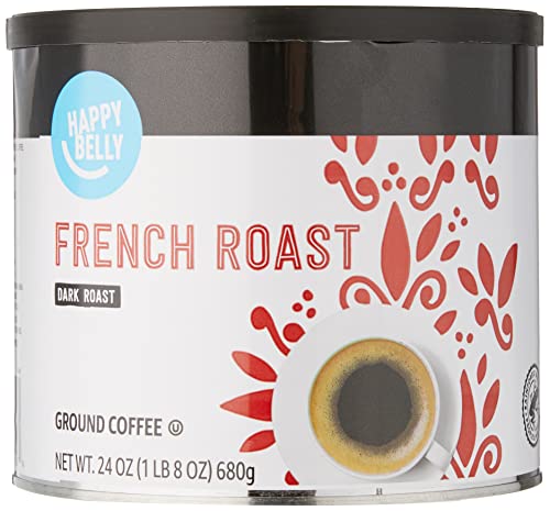 Amazon Brand - Happy Belly French Roast Canister Coffee, Dark Roast, 24 Ounce