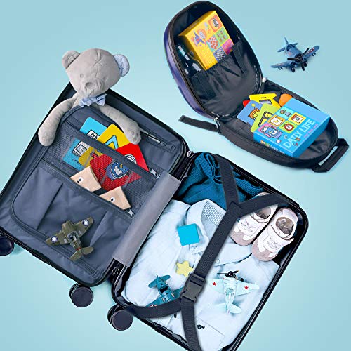 Kids Carry On Luggage Set, 18" Hardside Rolling Suitcase W/ Spinner Wheels