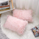 Set of 2 Lumbar Pink Fluffy Pillow Covers New Luxury Series Merino Style