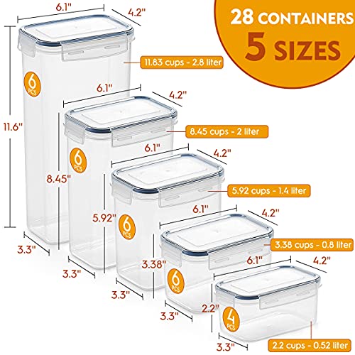 28 Pack Airtight Food Storage Container Set, Pantry kitchen organization and Storage, BPA Free