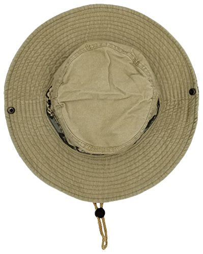 Outdoor Summer Boonie Hat for Hiking, Camping, Fishing, Operator Floppy Military Camo Sun Cap for Men or Women (Tan)