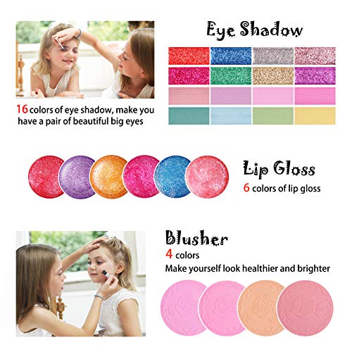 Tomons Makeup Toys Real Kids Makeup Kit for Girl,FoldOut Makeup Palette w/ Mirror
