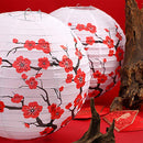 6 Pack Chinese Japanese Red Cherry Flowers Paper Lantern White Round Chinese