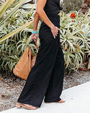 Women Summer High Waisted Cotton Linen Palazzo Pants Wide Leg Long Lounge Pant