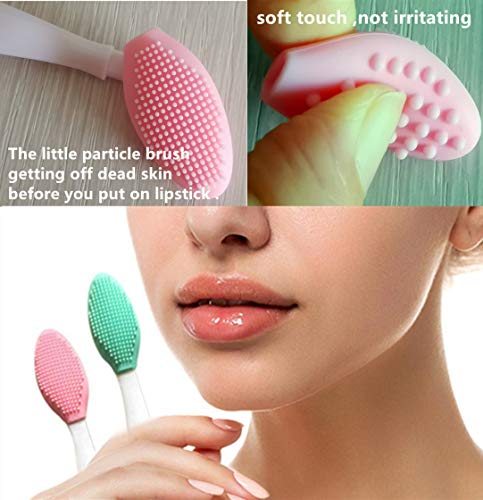 3 PCS Lip Scrub Brush, Double-Sided Silicone Exfoliating Lip Brush