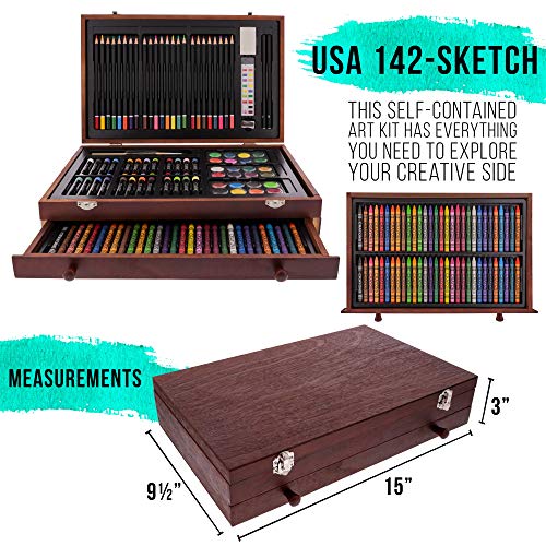 162-Piece Deluxe Mega Wood Box Art Painting and Drawing Set