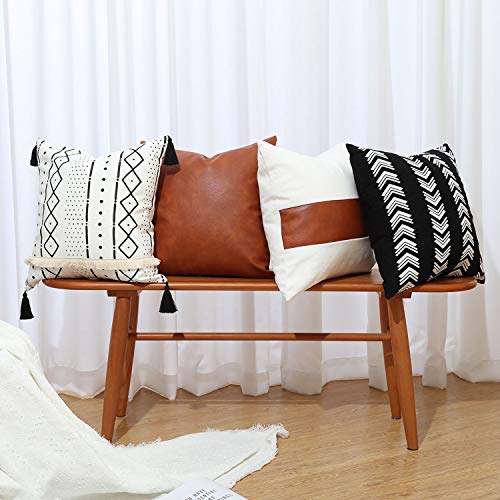 Boho Throw Pillow Covers 18 x 18 Set of 4 - Modern Stripe Geometric