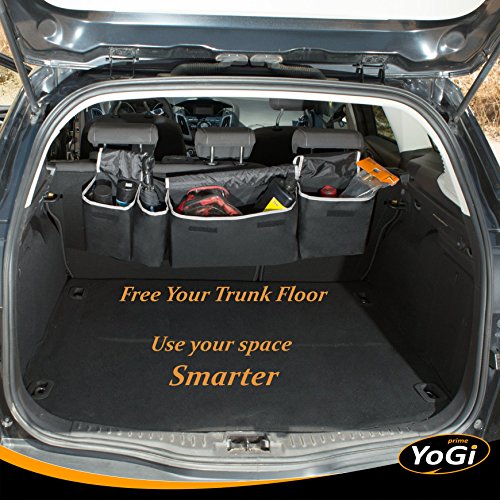 YoGi Prime Trunk and Backseat car Organizer, Trunk Storage Organizer Will Provides You The Most Storage Space Possible, Use It As A Back Seat Storage Car Cargo Organizer Black (Hanging Black)