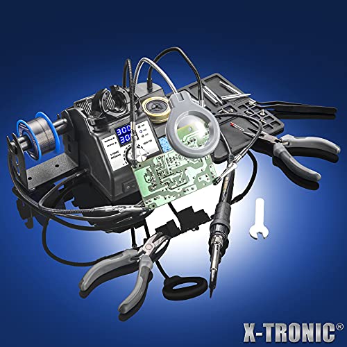 X-Tronic 3060-PRO • 75W Soldering Iron Station Kit • 5 Extra Tips • Mini Mag Lamp