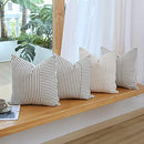 Grey and Beige Patchwork Farmhouse Throw Pillow Covers 16 x 16 Inch