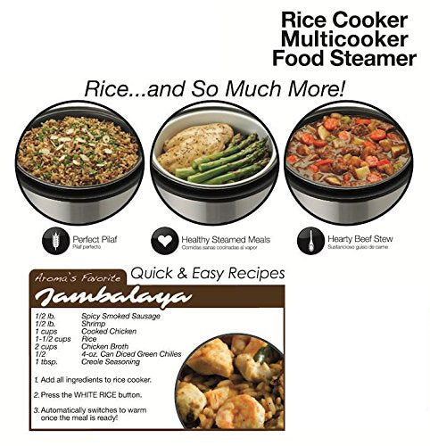 Digital Cool-Touch Rice Grain Cooker and Food Steamer, Stainless, Silver