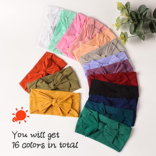 Prohouse 16PCS Baby Nylon Headbands Hairbands Hair Bow Elastics for Baby Girls Newborn Infant Toddlers Kids