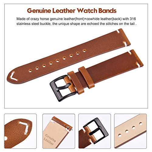 20mm Classic Genuine Leather Watch Bands Christmas Stocking Stuffers Quick Release
