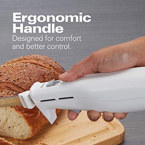 Electric Knife for Carving Foam & More, Storage Case & Serving Fork Included, White