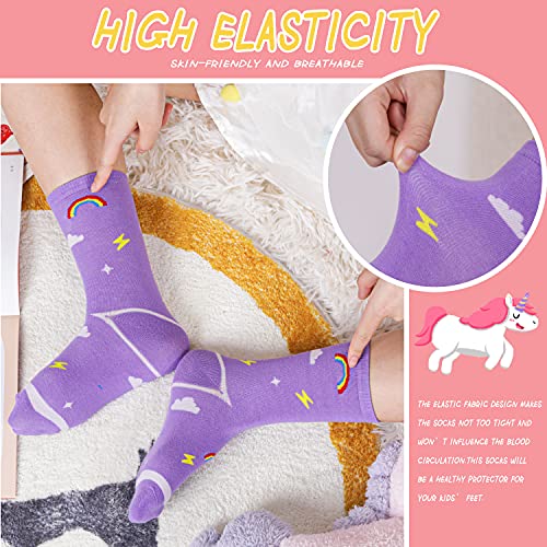 Girls Kids Unicorn Soft Cotton Socks 6 Pairs (Unicorn,5-8 Y)