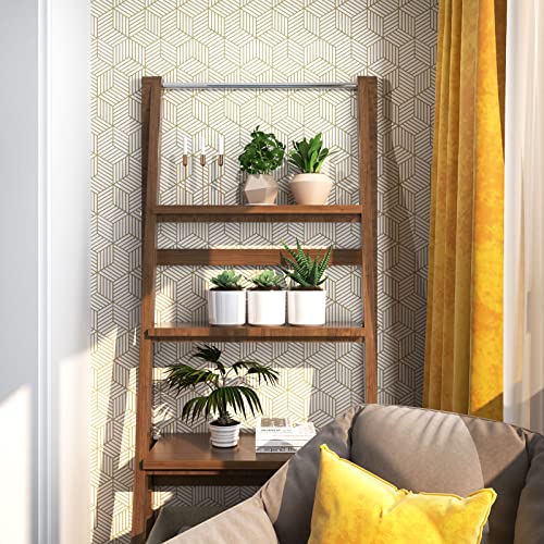 Gold and White Geometric Wallpaper Peel and Stick Wallpaper Hexagon